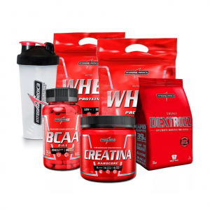 Kit 2x Whey 900g + Bcaa + Creatina + Dextrozz + Coqueteleira